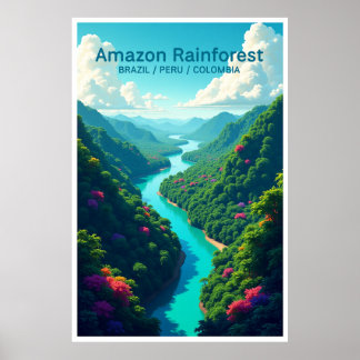 Amazon Rainforest Poster Brazil Peru Colombia