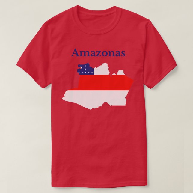 Amazonas State Map Flag Brazil T-Shirt (Design Front)