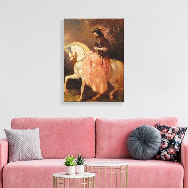 Amazone au petit canotier, veste rouge, canvas print (Insitu(LivingRoom))
