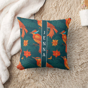 Amazonian Royal Flycatcher Retro Colourful Pattern Cushion