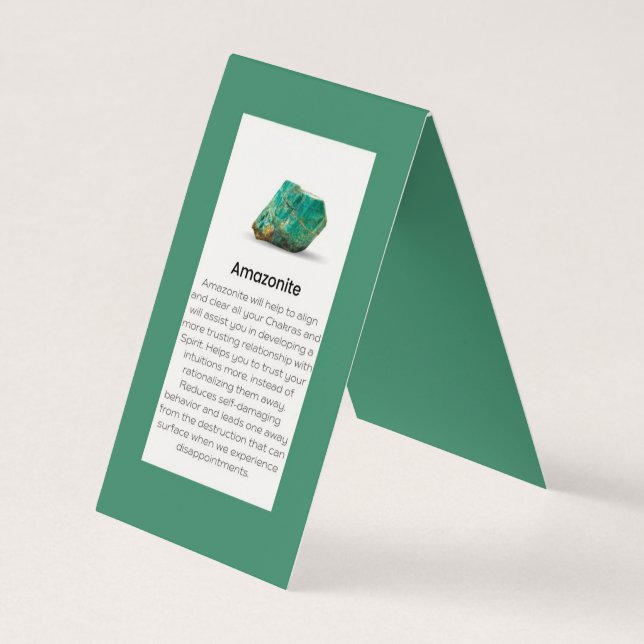 Amazonite Crystal Meaning Gemstone Jeweller Business Card (Back)