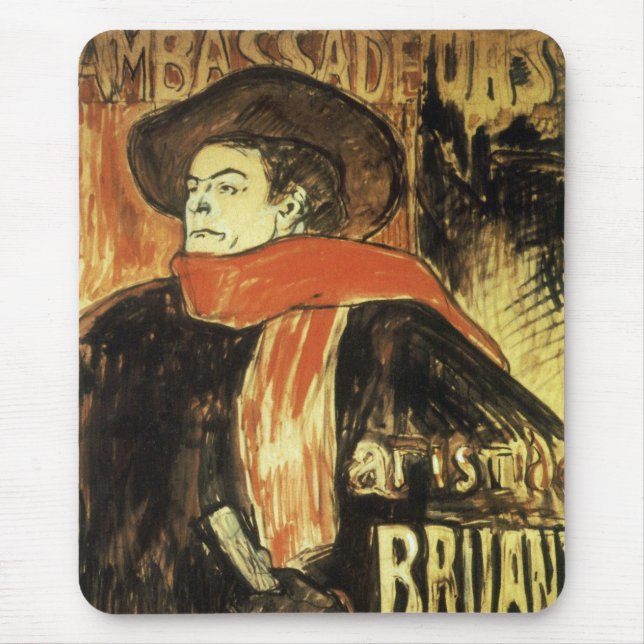 Ambassadeurs, Aristide Bruant by Toulouse Lautrec Mouse Mat (Front)