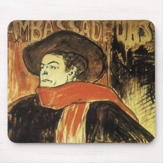 Ambassadeurs, Aristide Bruant by Toulouse Lautrec Mouse Mat (Front)
