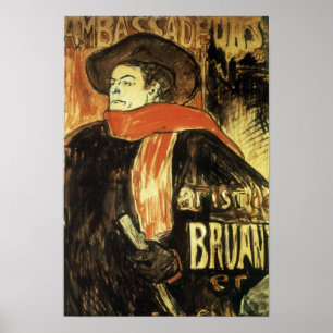 Ambassadeurs, Aristide Bruant by Toulouse Lautrec Poster