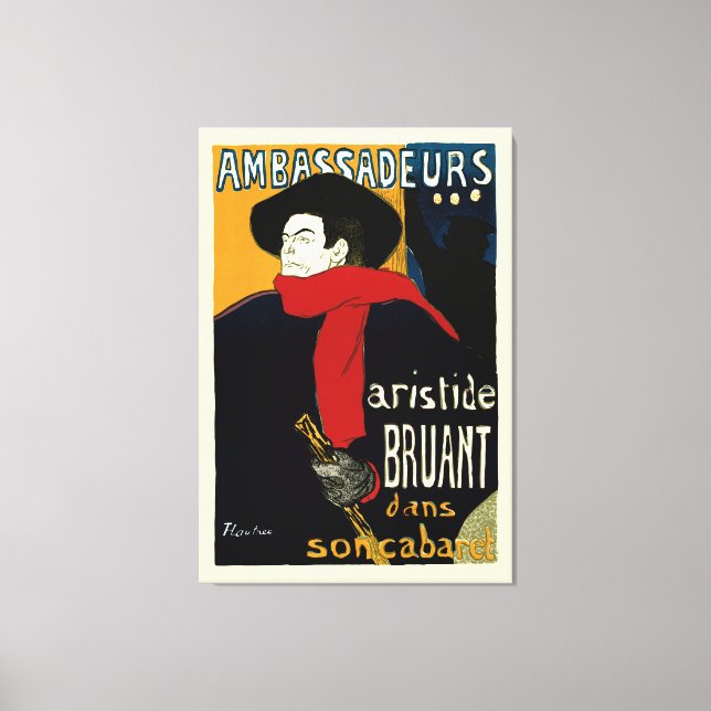 Ambassadeurs, Artistide Bruant by Toulouse Lautrec Canvas Print (Front)