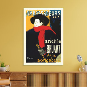 Ambassadeurs, Artistide Bruant by Toulouse Lautrec Canvas Print
