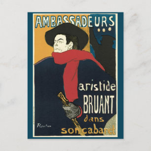 Ambassadeurs, Artistide Bruant by Toulouse Lautrec Postcard