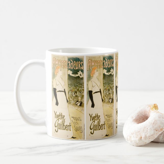 Ambassadeurs Yvette Guilbert by Theophile Steinlen Coffee Mug (With Donut)