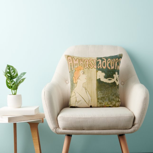 Ambassadeurs Yvette Guilbert by Theophile Steinlen Cushion (Chair)