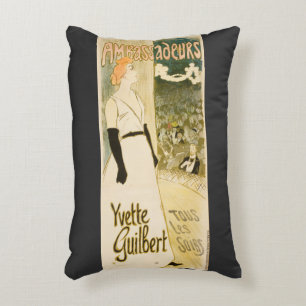Ambassadeurs Yvette Guilbert by Theophile Steinlen Decorative Cushion