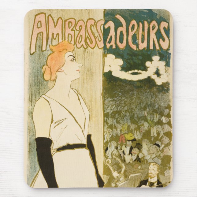Ambassadeurs Yvette Guilbert by Theophile Steinlen Mouse Mat (Front)