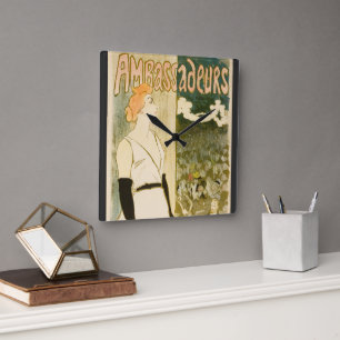 Ambassadeurs Yvette Guilbert by Theophile Steinlen Square Wall Clock