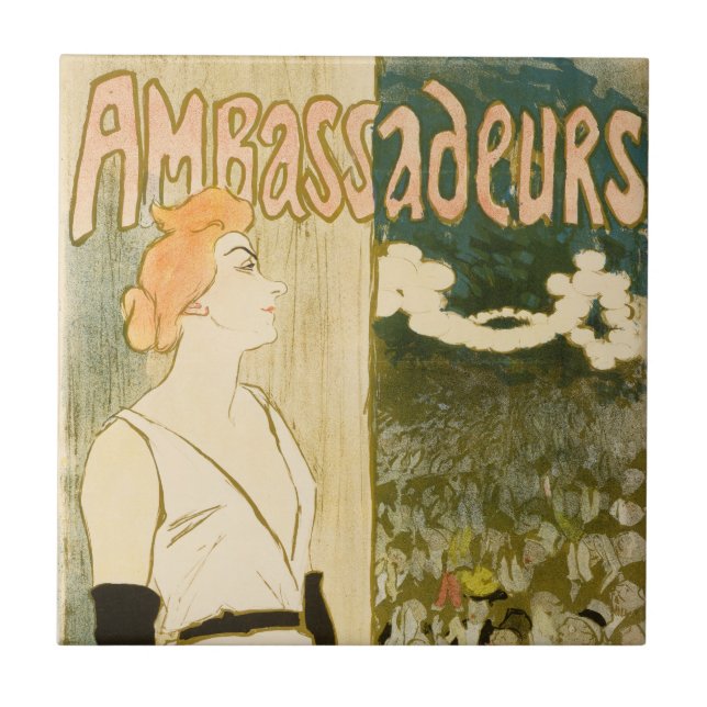 Ambassadeurs Yvette Guilbert by Theophile Steinlen Tile (Front)