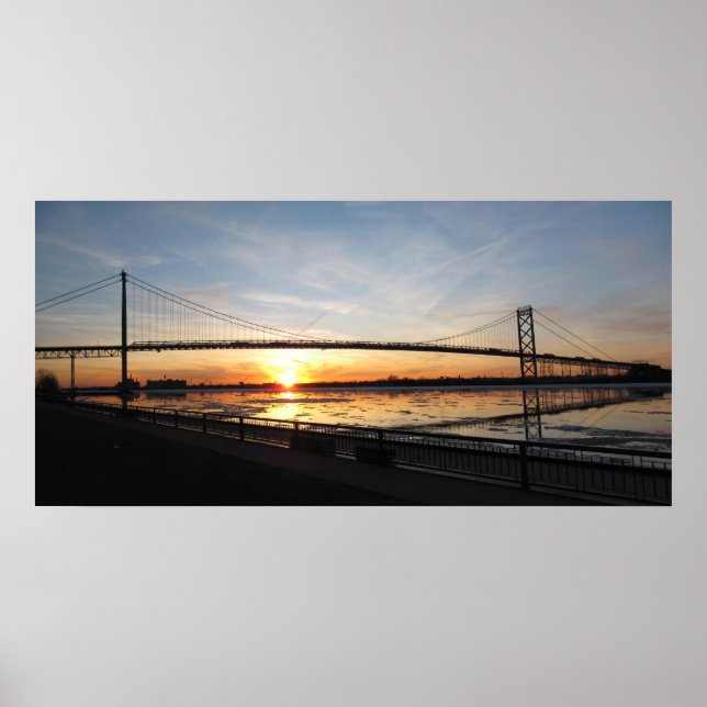 Ambassador Bridge Sunset Poster (Front)