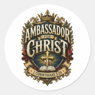 Ambassador For Christ Bible Verse Christian Emblem Classic Round Sticker