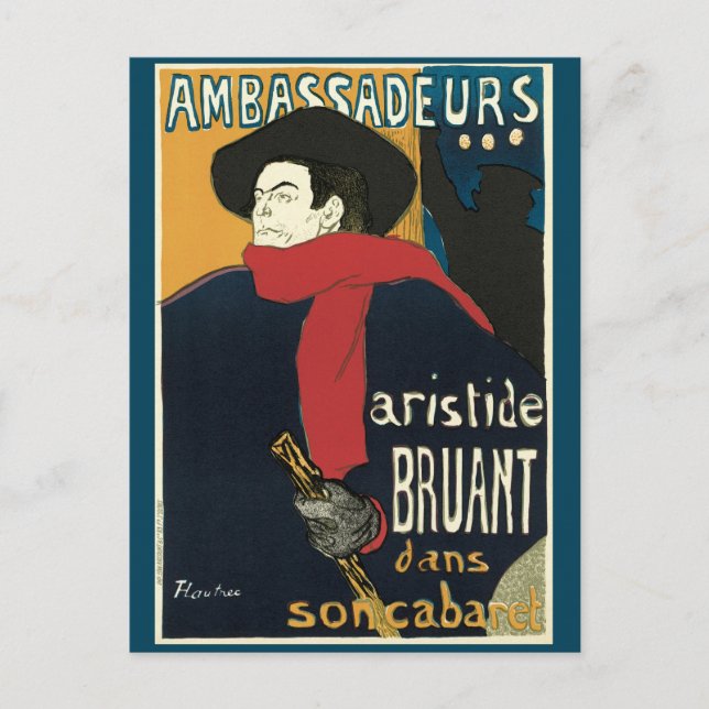 Ambassadors, Artistide Bruant by Toulouse Lautrec Postcard (Front)