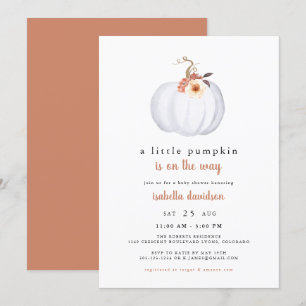 Amber - A Little Pumpkin Rustic Fall Baby Shower Invitation