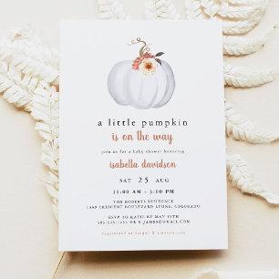 Amber - A Little Pumpkin Rustic Fall Baby Shower Invitation