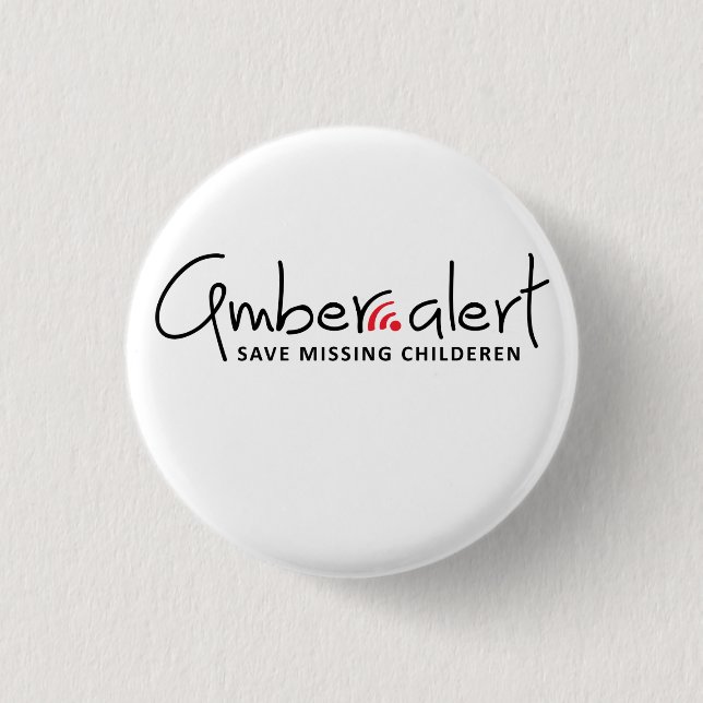Amber alert waarschuwingbericht 3 cm round badge (Front)