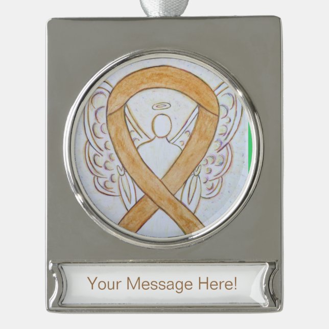 Amber Awareness Ribbon Angel Art Custom Ornament (Front)