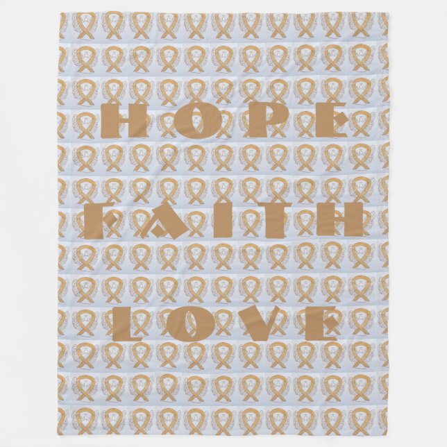 Amber Awareness Ribbon Angel Cancer Chemo Blanket (Front)