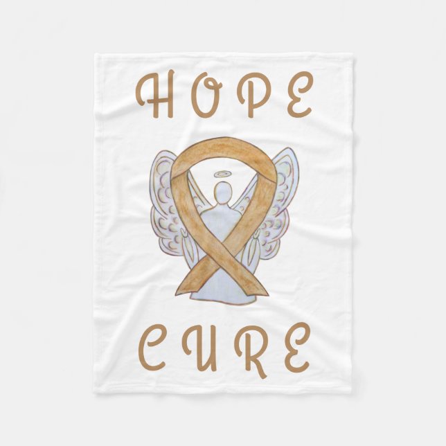 Amber Awareness Ribbon Angel Cancer Chemo Blanket (Front)