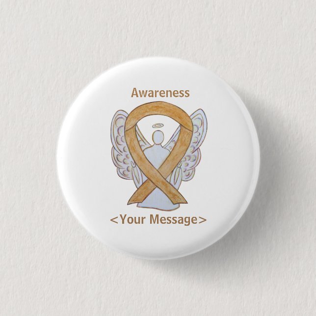 Amber Awareness Ribbon Appendix Cancer Angel Pin (Front)