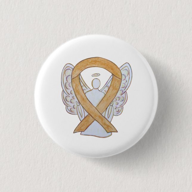 Amber Awareness Ribbon Appendix Cancer Angel Pin (Front)