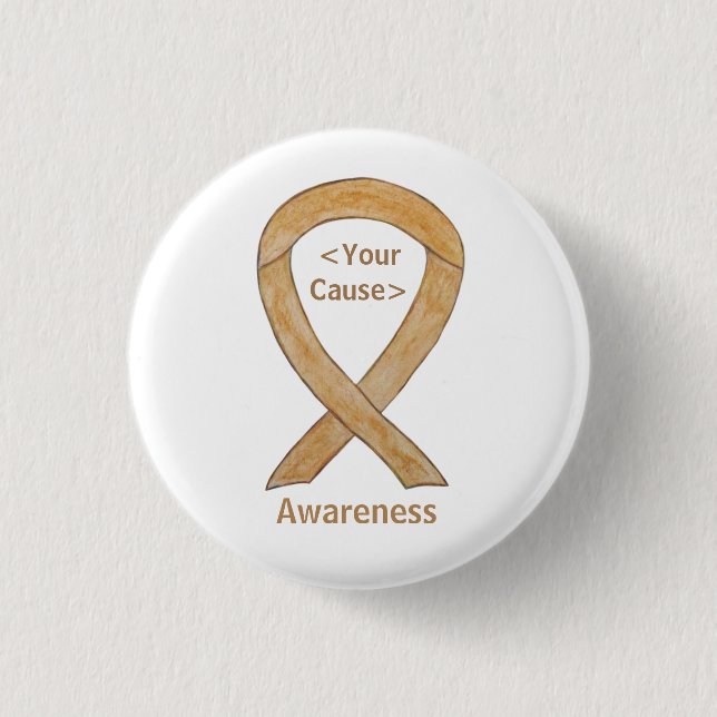 Amber Awareness Ribbon Appendix Cancer Pin Buttons (Front)