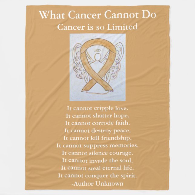 Amber Awareness Ribbon Cancer Angel Chemo Blanket (Front)