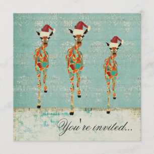 Amber & Azure Giraffes Christmas Party Invitation