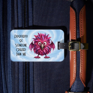 Amber - Big-Eyed Feathered Menace Luggage Tag