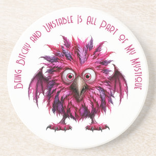 Amber - Big-Eyed Feathered Whimsical Monster Coaster