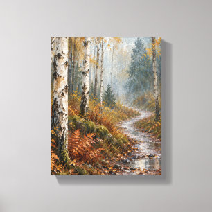 Amber Birch Grove After Rain Autumn Landscape Canv Canvas Print