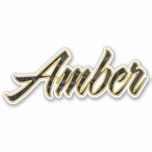 Amber black gold lettering sticker