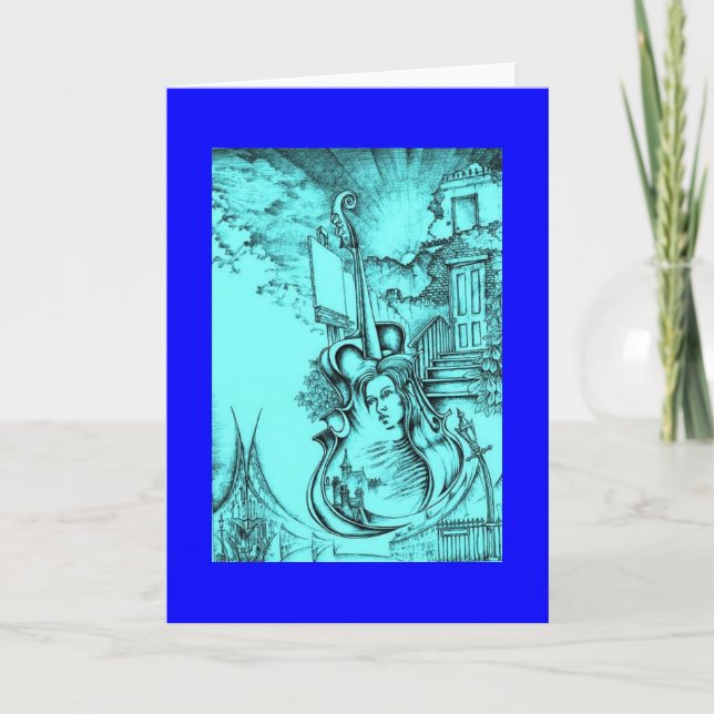 Amber Blue Greeting Card (Front)