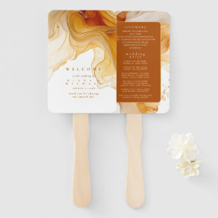 Amber Brandy Abstract Ink Wedding ID1089 Hand Fan