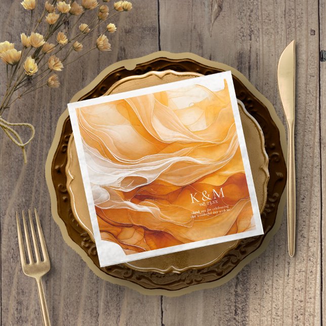 Amber Brandy Abstract Ink Wedding ID1089 Napkin (Creator Uploaded)