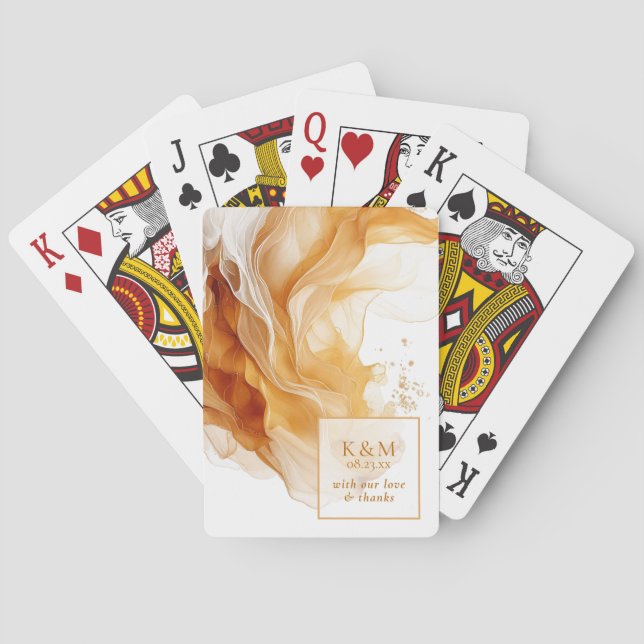 Amber Brandy Abstract Ink Wedding ID1089 Playing Cards (Back)