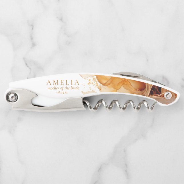 Amber Brandy Abstract Ink Wedding Party ID1089 Corkscrew (Front)