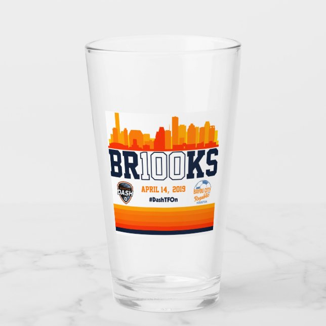 Amber Brooks 100th Cap Beer Glass (Front)