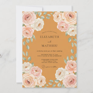 Amber Champagne Rose Wedding Invitation