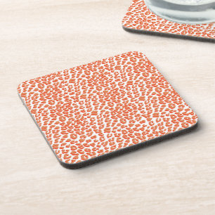 Amber Colour and White Leopard Print Coaster