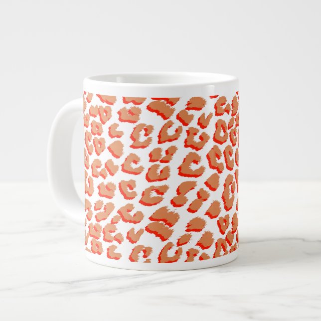 Amber Colour and White Leopard Print Large Coffee Mug (Front Left)