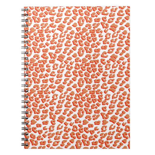 Amber Colour and White Leopard Print Notebook (Front)