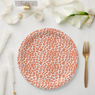 Amber Colour and White Leopard Print Paper Plate