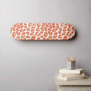 Amber Colour and White Leopard Print Skateboard
