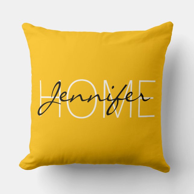 Amber colour home monogram cushion (Front)