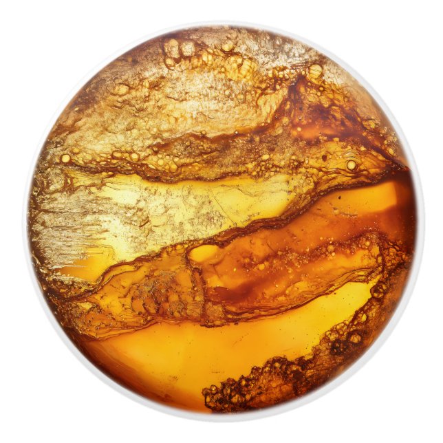 Amber Colour Pattern Ceramic Knob (Front)