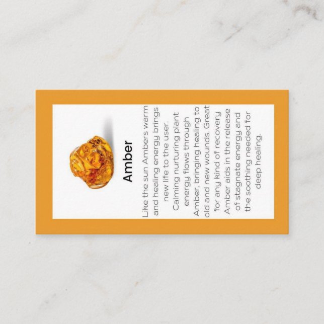 Amber Crystal Meaning Jewellery Display Card  (Front)